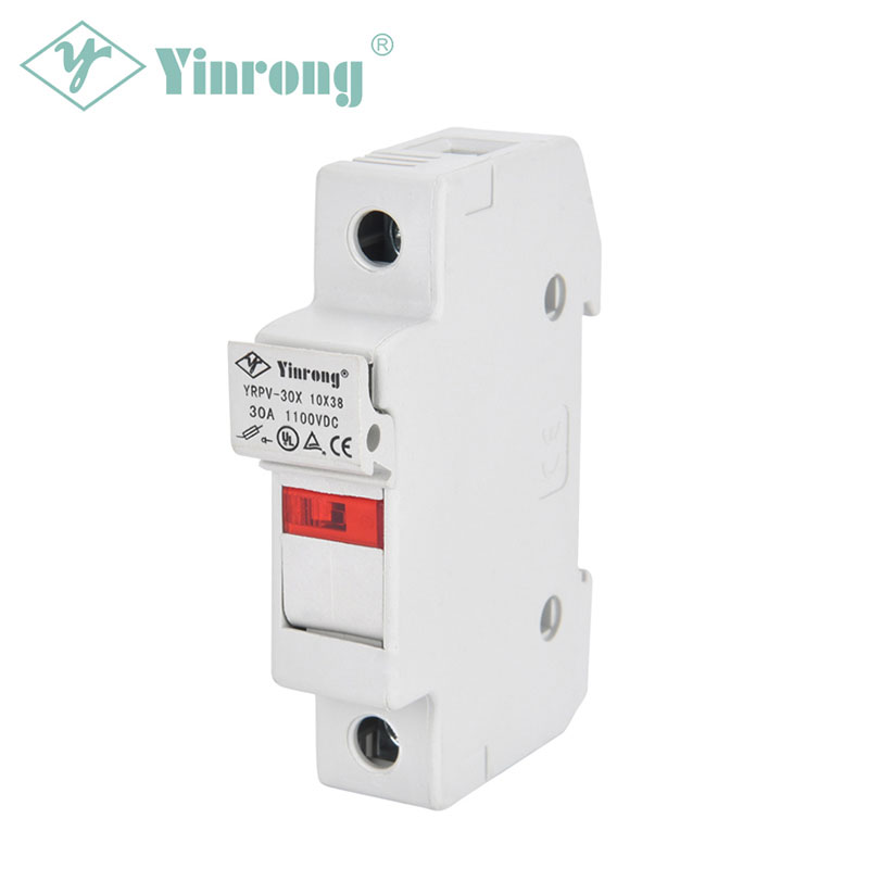 1100VDC 30A 10×38mm Solar PV DIN Rail Fuse Holder with Indicator Light